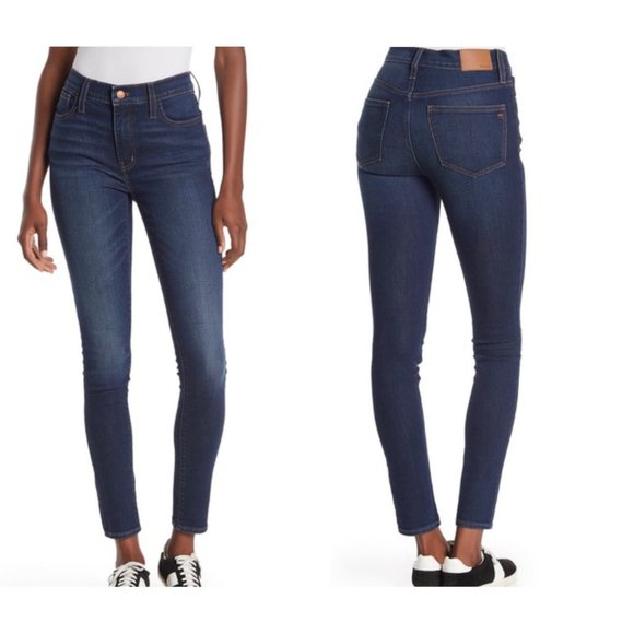 NWT Madewell 9” Mid Rise Dark Blue Classic 5 Pocket Skinny Cotton Blend Jeans 24 - Picture 12 of 12